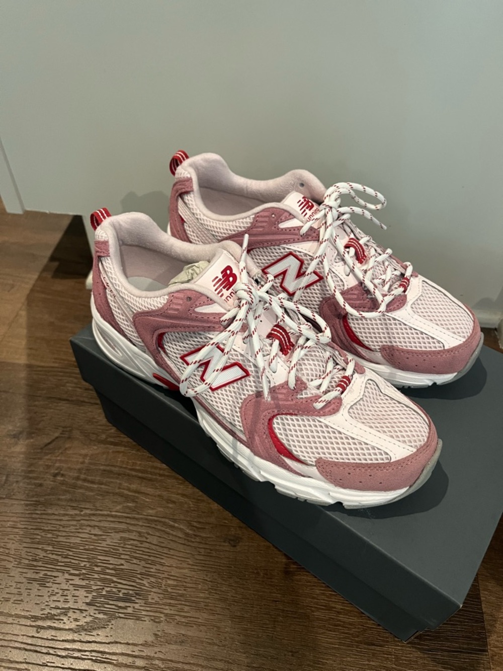 New Balance 530 unisex rosewood with pink salt and shadow red sneaker